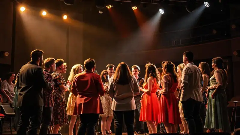 El elenco actúa con energía y colorido en escena