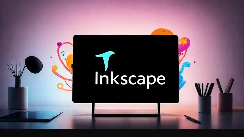 Logo de Inkscape con ilustraciones vibrantes y moderna interfaz