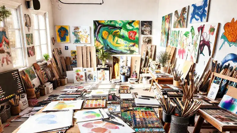 Espacio creativo con colores y luz natural