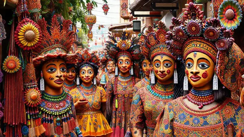 Arte folklórico vibrante y festivo hecho a mano