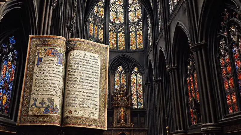 Manuscritos medievales y arte gótica detallados