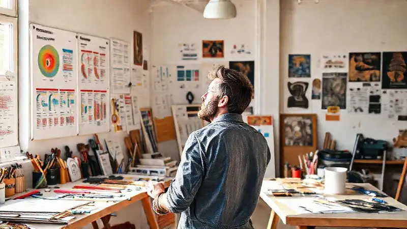 Artista enfocado en un espacio creativo inspirador