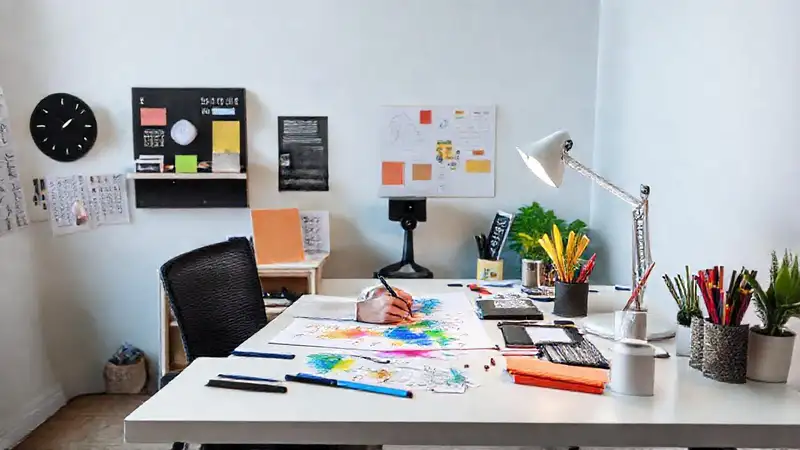 Diseñador creativo en un espacio vibrante y moderno
