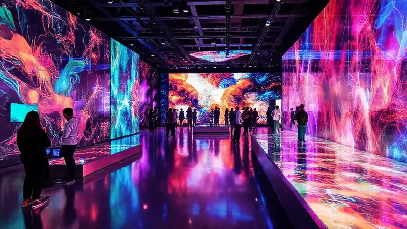 Galería moderna de arte digital innovador y colorido