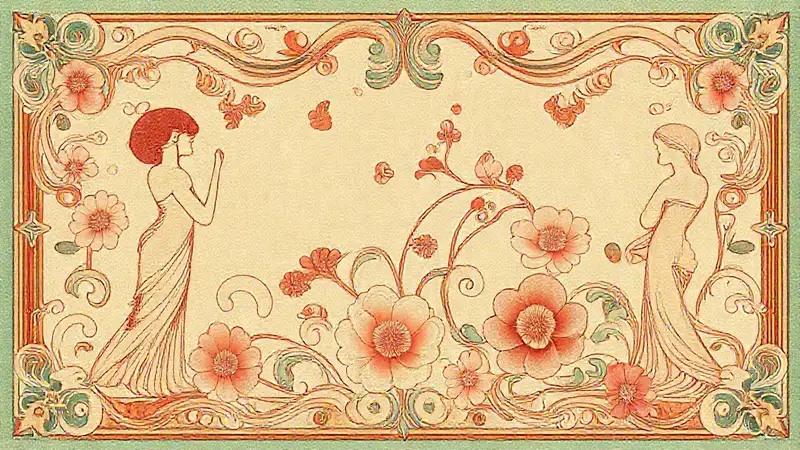 Motivos art nouveau con flores y colores suaves