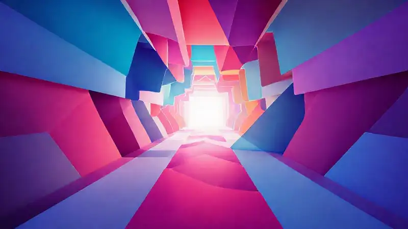 Formas geométricas, colores vivos, estilo moderno