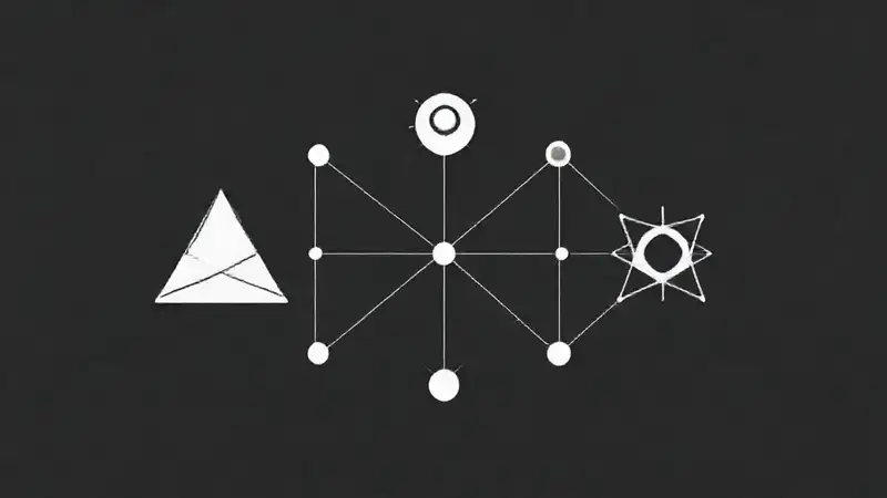 Arte conceptual con símbolos y formas geométricas