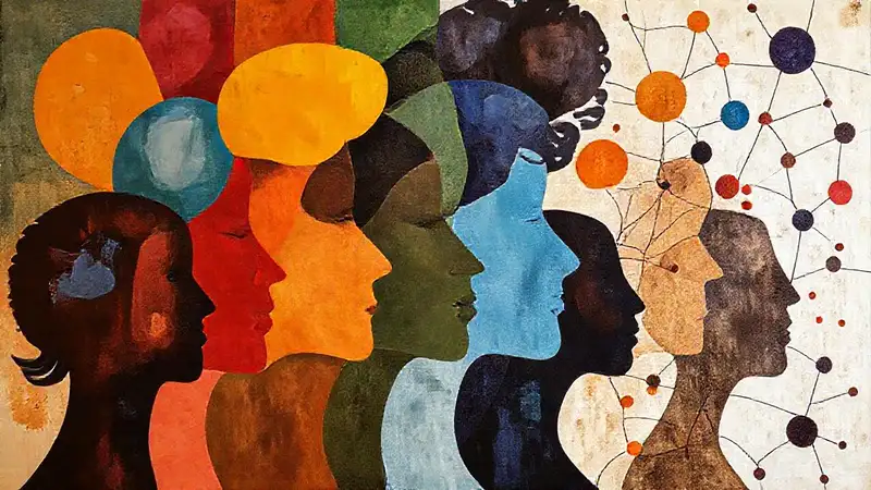 Arte abstracto que representa identidad y conexiones