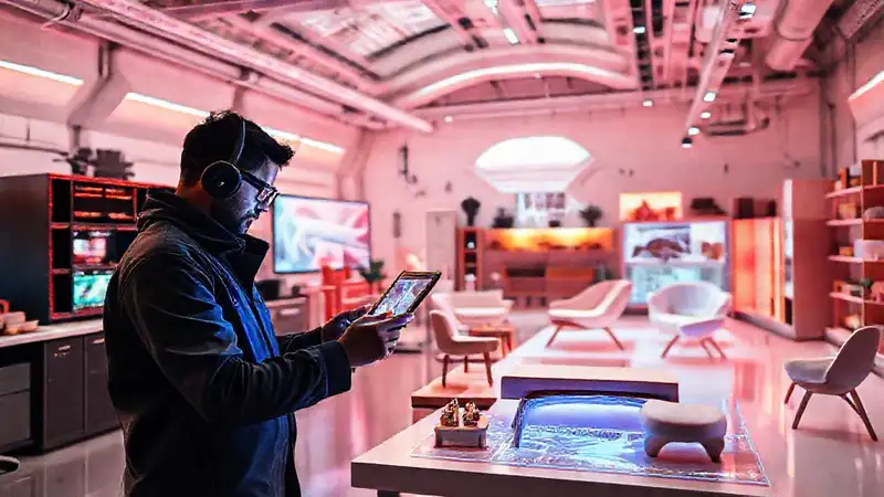 Taller futurista con tecnología y diseño innovador
