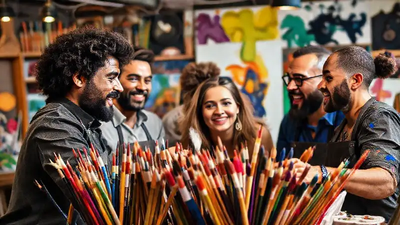 Habilidades artísticas, colores vibrantes y colaboración