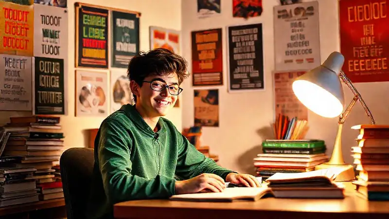 Estudiante brillante estudia en un espacio inspirador