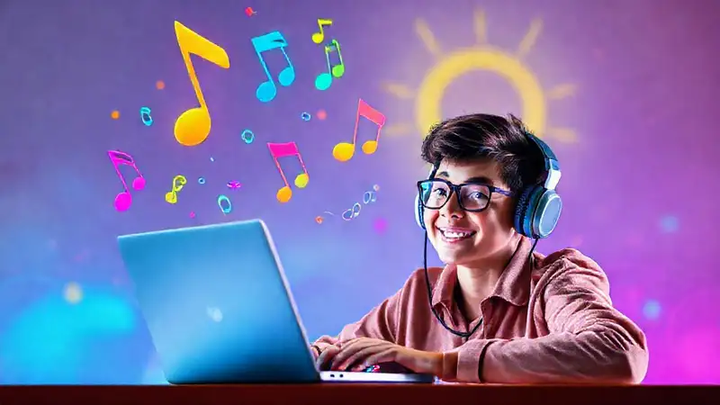 Notas musicales, tecnología y educación alegremente fusionadas