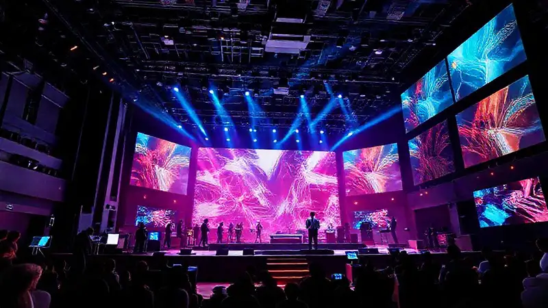 Escenario moderno con tecnología e innovación teatral