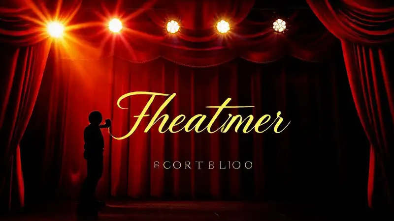 Portafolio teatral con escena vibrante y elegante