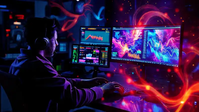 Diseño vibrante y moderno con efectos digitales