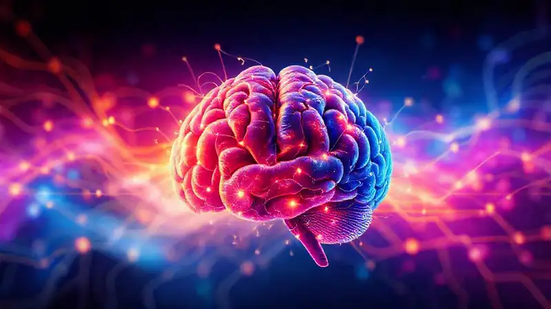 Cerebro abstracto con redes neuronales coloridas