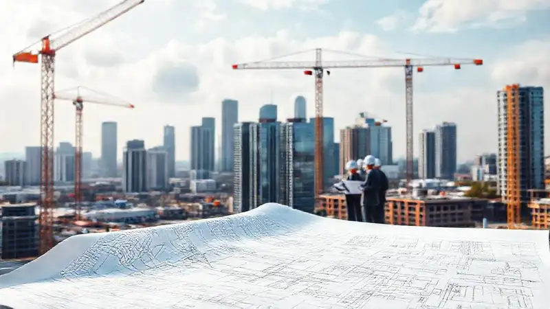 Esbozo de planos y construcción moderna