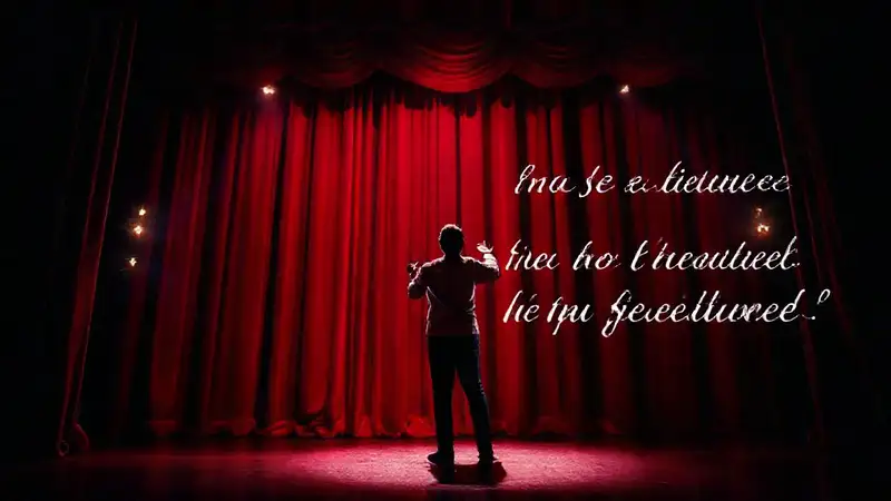 Actor en escena con luz y mensaje inspirador