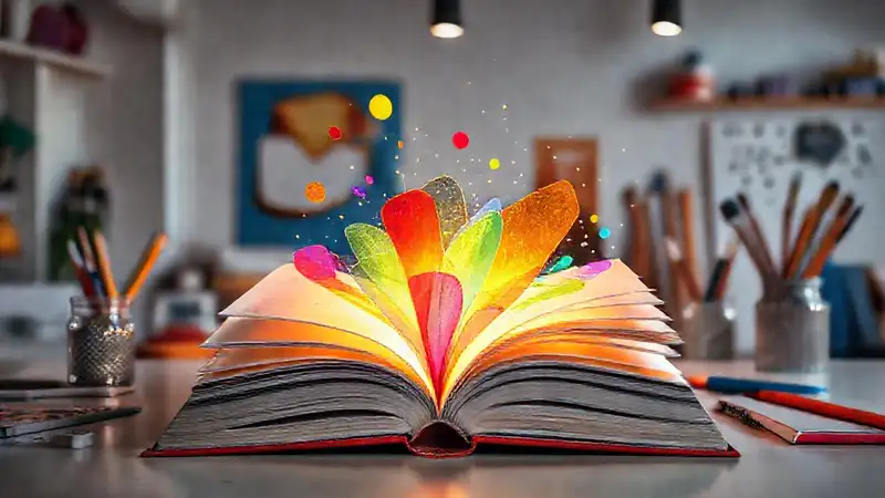 Libro abierto iluminado que invita a aprender