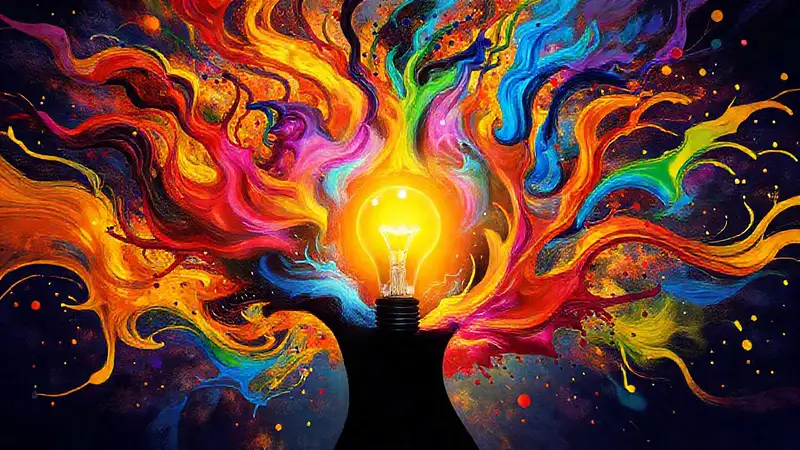 Ideas brillantes y coloridas en arte digital