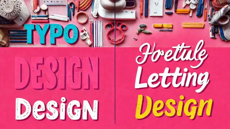 Comparación de tipografías creativas y coloridas