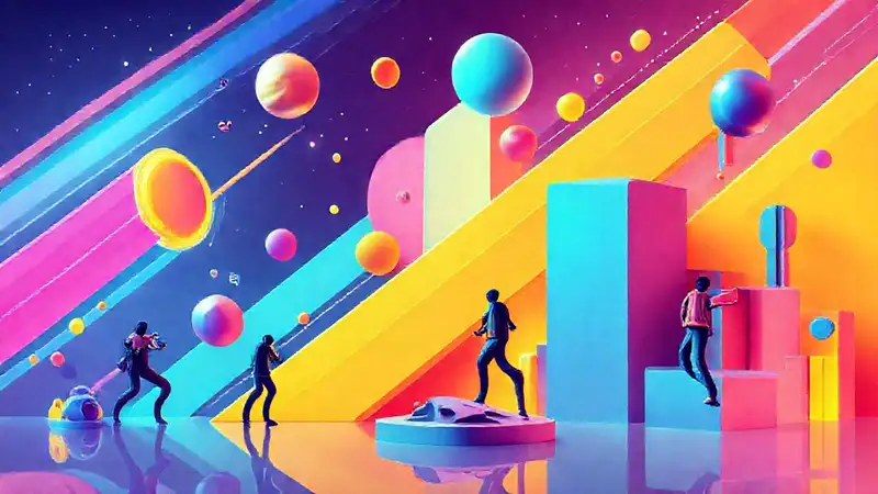 Diseño gráfico moderno con ilustraciones 3D vibrantes