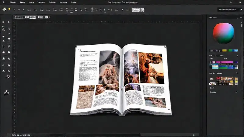 Interfaz moderna y colorida de InDesign