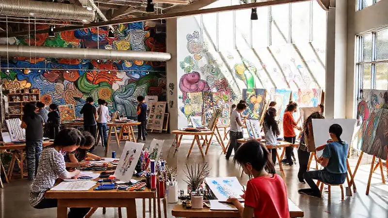 Espacios creativos vibrantes y colaborativos artísticos