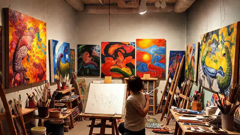 Estudio de arte vibrante y creativo