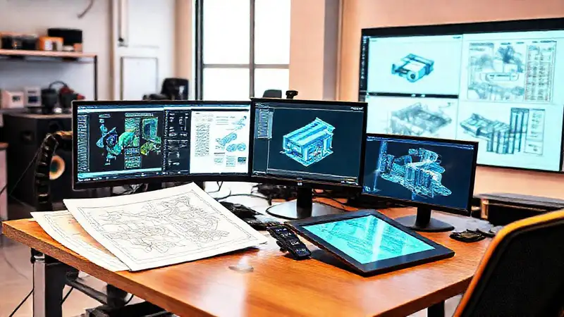 Espacio de diseño industrial con tecnología avanzada