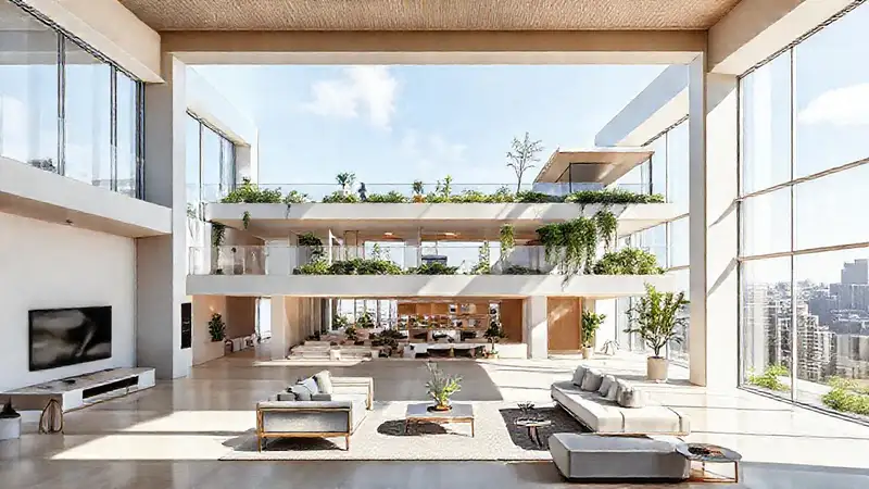 Diseño moderno, abierto, ecológico y luminoso