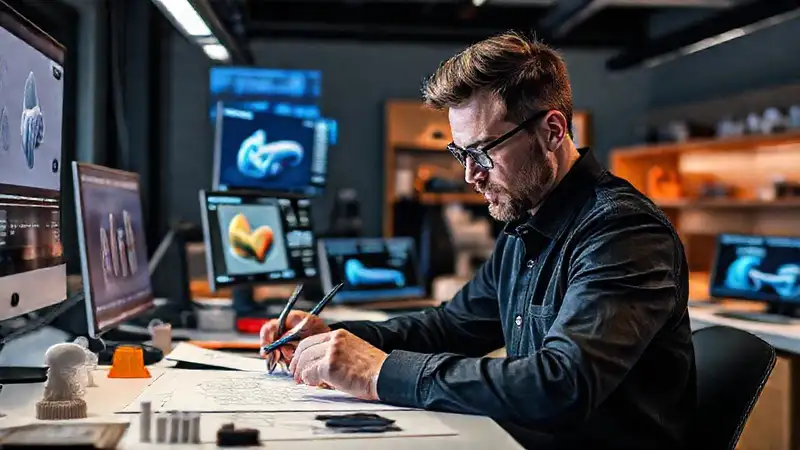 Diseñador industrial creando prototipos innovadores