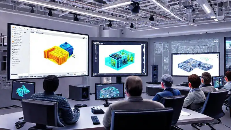 Interfaz de software y modelos 3D industriales