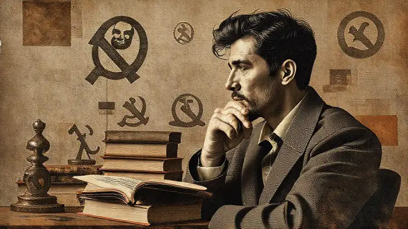 Símbolos marxistas y temas sociales abstractos