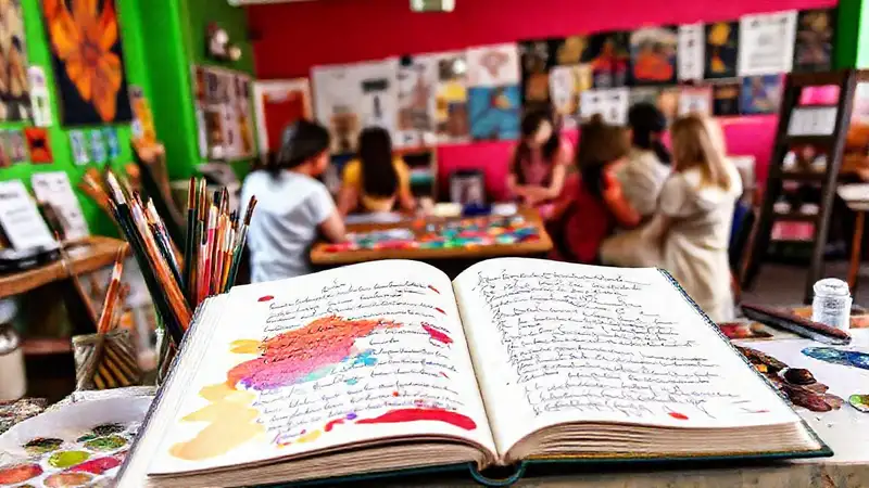 Espacio creativo con becas, arte y colaboración