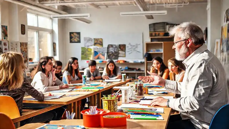 Profesor da retroalimentación a estudiantes creativos