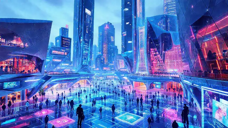 Ciudad futurista con tecnología y arquitectura moderna