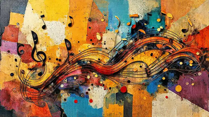 Arte abstracto y simbólico con colores vibrantes