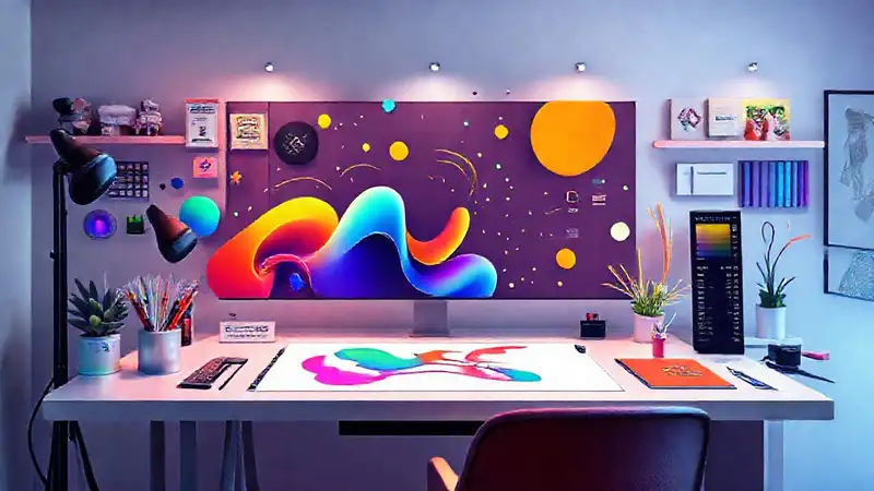 Herramientas digitales creativas en espacio moderno