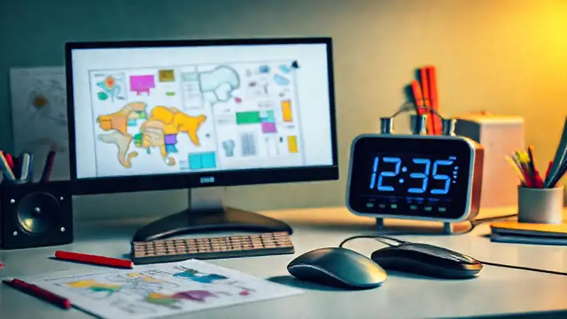 Espacio de trabajo creativo y colorido moderno