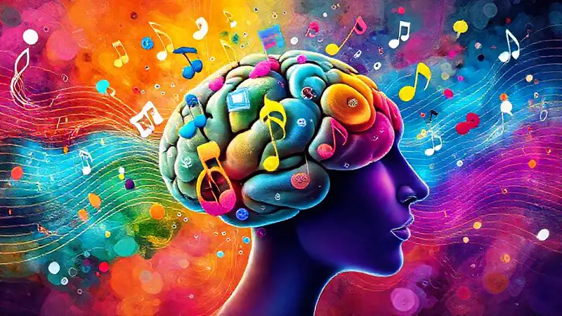 Notas musicales y colores en una mente dinámica