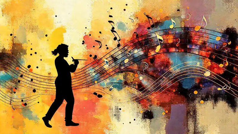 Notas abstractas y moderno estilo musical