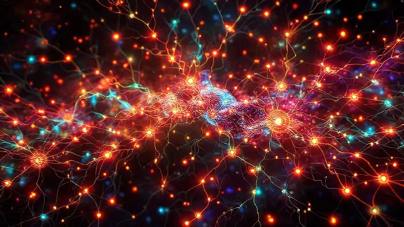 Red neuronal futurista y colorida