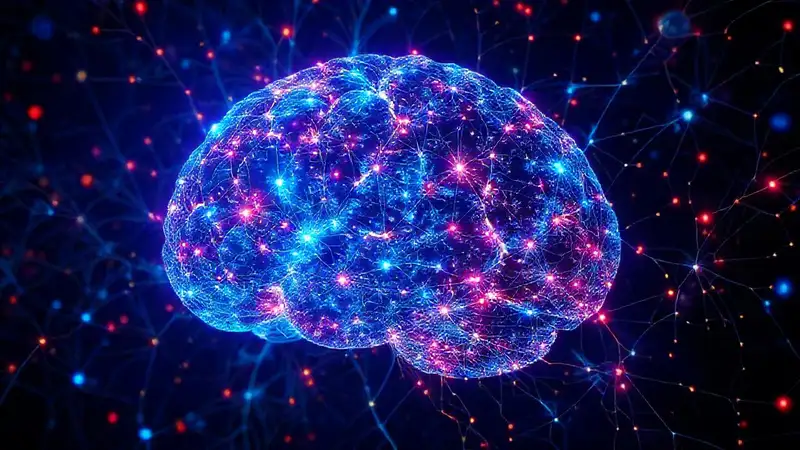 Red neuronal futurista y colorida digital