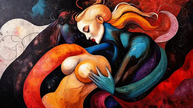 Figuras abstractas coloridas, sensuales y surrealistas