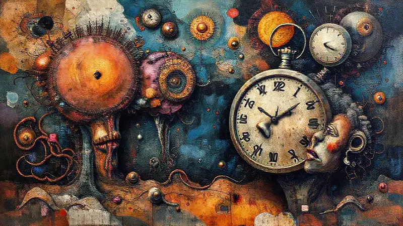 Arte surrealista simbólico con elementos psicoanalíticos