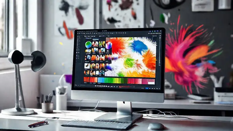 Pantalla con Krita y arte digital vibrante