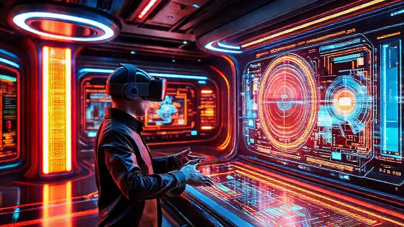 Diseño futurista en realidad virtual e aumentada