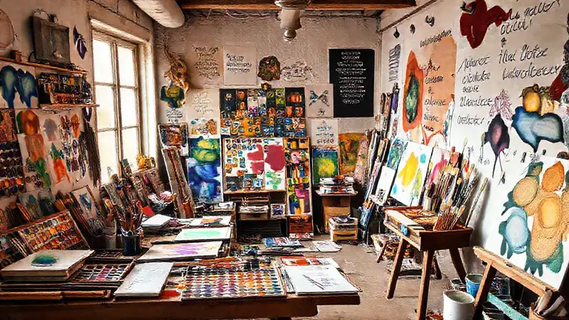 Estudio artístico vibrante y lleno de inspiración