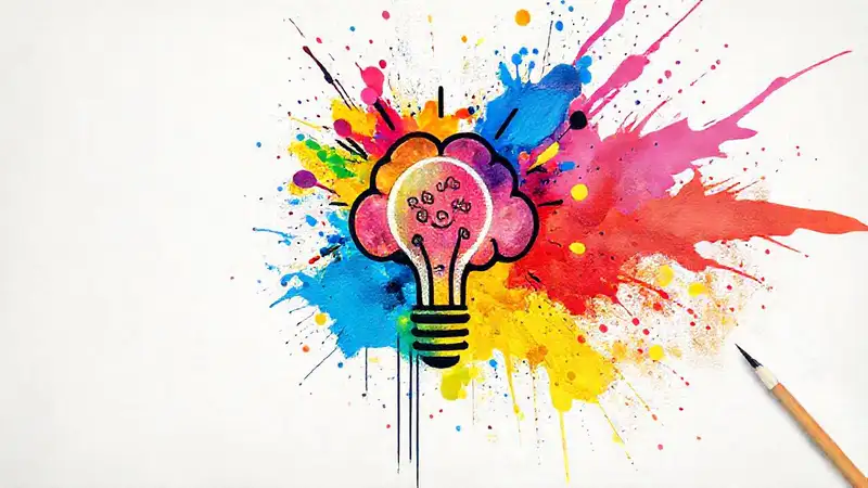 Icono creativo con arte abstracto y herramientas